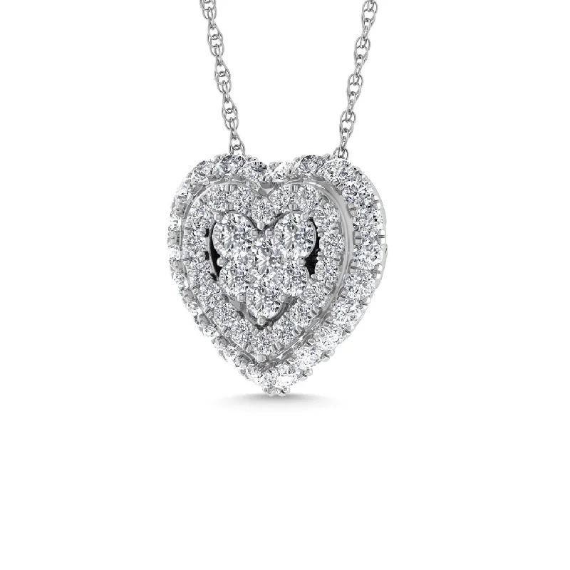 Women’s luxury necklace-Diamond 1/2 Ct.Tw. Cluster Fashion Pendant in 14K White Gold Gold