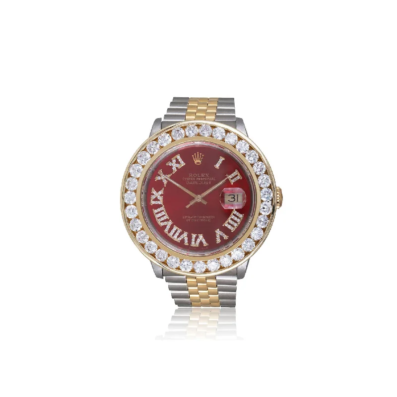 Women’s ruby engagement ring-Rolex DateJust 36mm 6.5ct Diamond Bezel Automatic Men's Watch