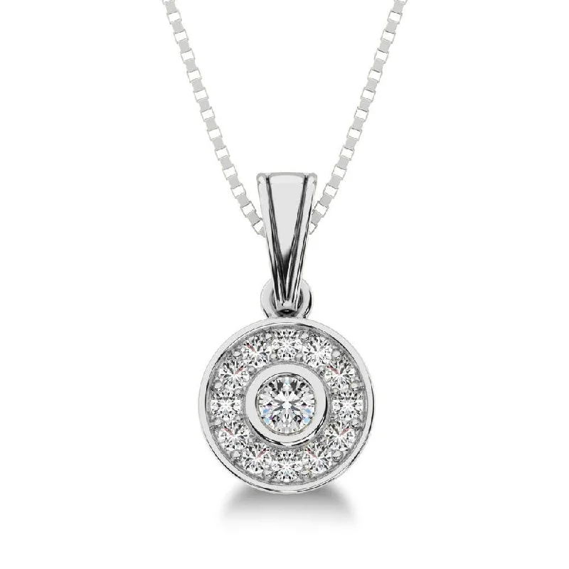 Women’s chunky gold necklace-10K White Gold 1/6 Ct.Tw. Diamond Round Shape Pendant