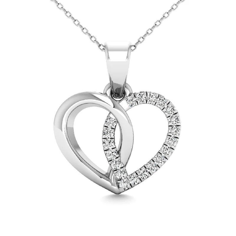 Women’s moon necklace-10K White Gold 1/20 Ctw Diamond Heart Pendant