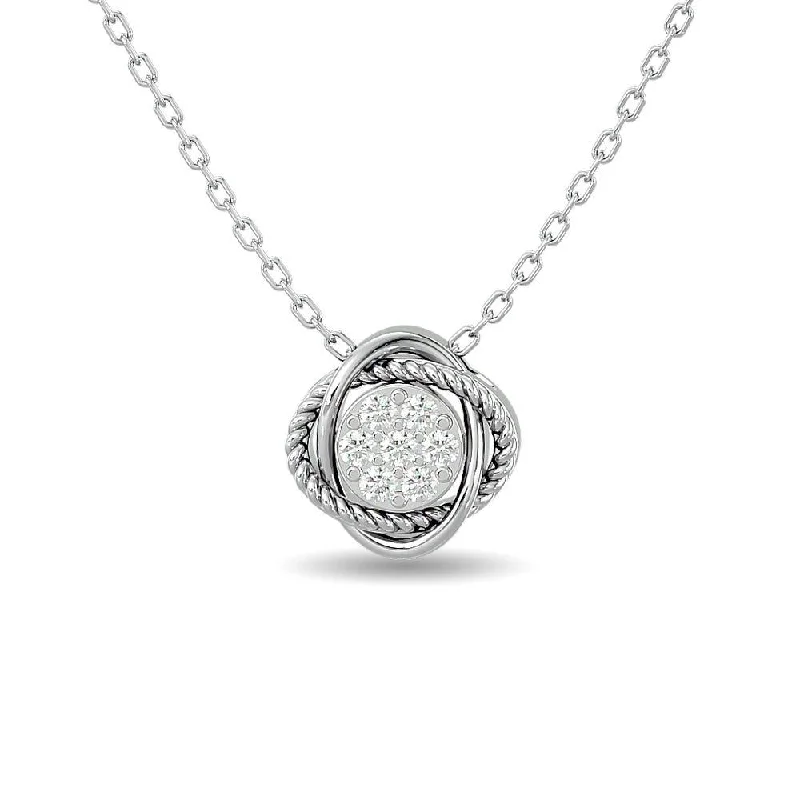 Women’s sparkling necklace-Diamond 1/6 ct tw Round Cut Fashion Pendant in 10K White Gold