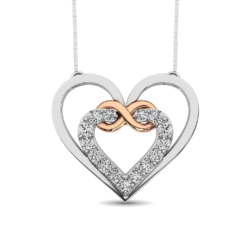 Women’s crystal pendant necklace-Sterling Silver Diamond Accent Heart and Infinity Pendant