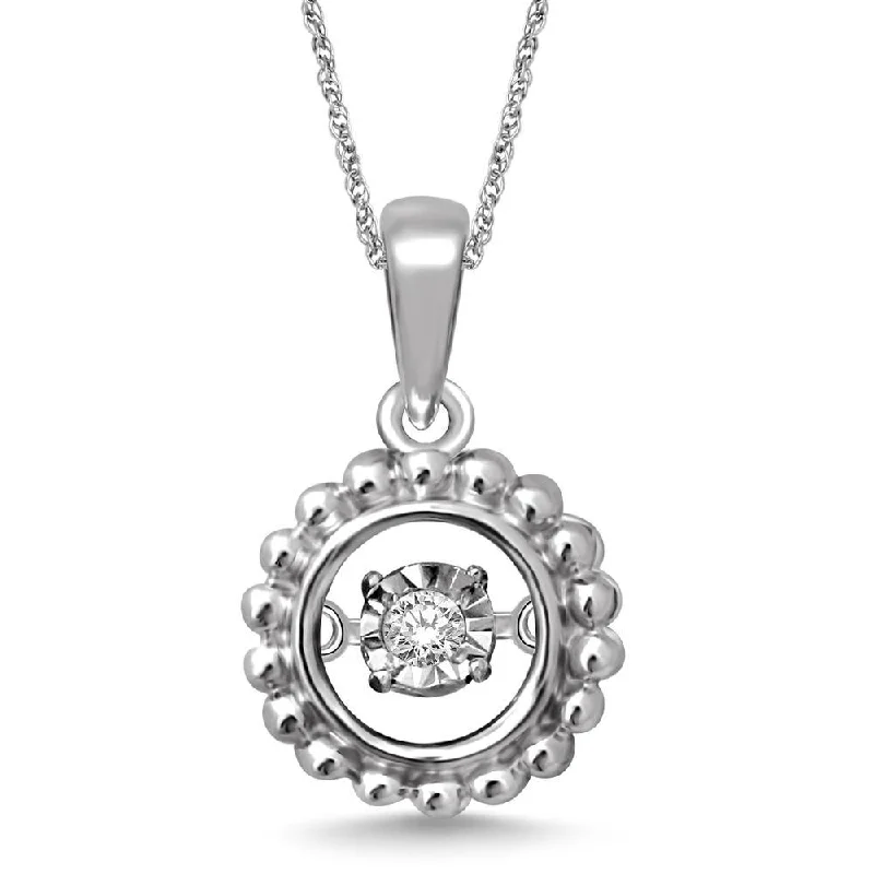 Women’s anniversary necklace-Sterling Silver Moving Diamond Accent Fashion Pendant