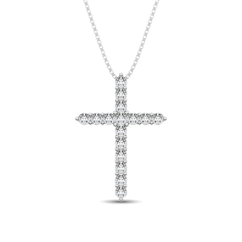 Women’s layered necklace-Diamond 1/2 Ct.Tw. Cross Pendant in 14K White Gold