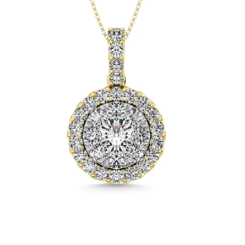 Women’s sterling silver necklace-14K Yellow Gold 2 Ctw Diamond Fashion Pendant