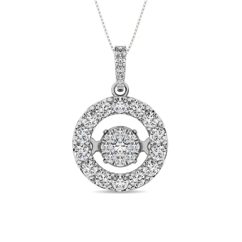 Women’s anniversary necklace-Diamond 1 Ct.Tw. Shimmering Pendant in 14K White Gold