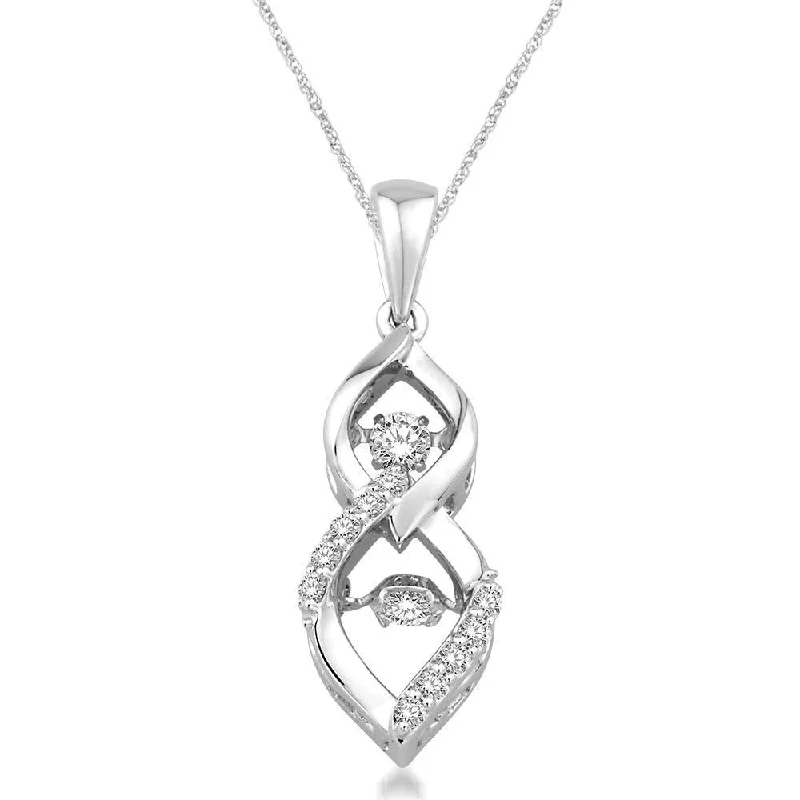 Women’s colorful gemstone necklace-10K White Gold 2/5 Ct.Tw.Moving Diamond Fashion Pendant