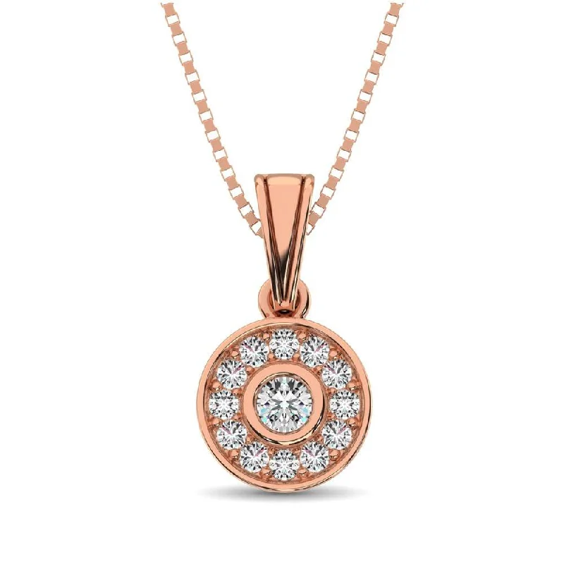 Women’s custom heart necklace-10K Rose Gold 1/6 Ct.Tw. Diamond Round Shape Pendant