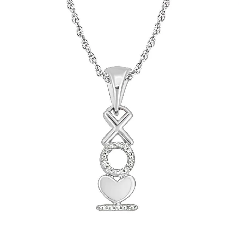 Women’s unique pendant necklace-10K White Gold Diamond Accent Heart Pendant