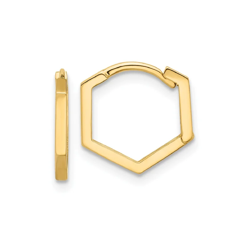 Women’s geometric earrings-14K Yellow Gold High Polished Geometric Hoop Earrings,13mm