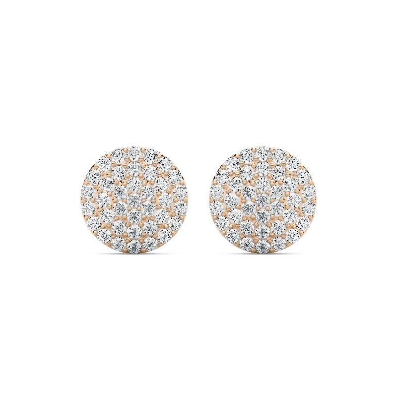 Women’s delicate earrings-Round Pave Stud Earrings