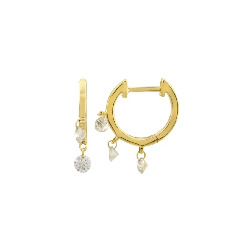 Women’s long dangle earrings-Diamond Huggies