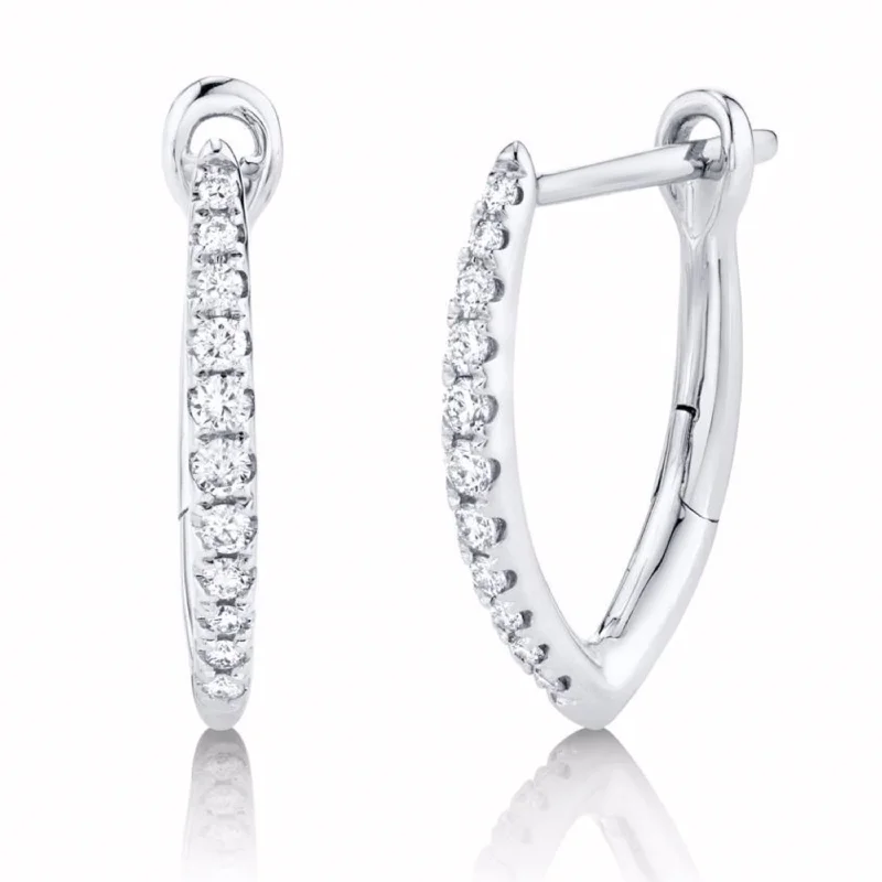 Women’s heart-shaped earrings-Diamond V Huggies