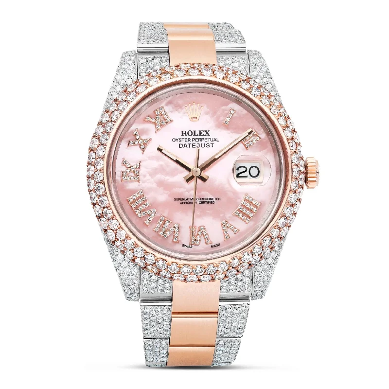 Women’s pink sapphire engagement ring-Rolex DateJust 41m with Diamonds