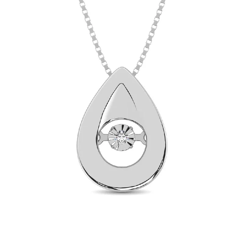 Women’s gold necklace-Sterling Silver Diamond Accent Moving Pendant