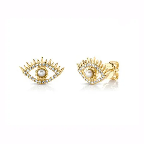 Women’s high-quality diamond earrings-Pearl Eye Studs