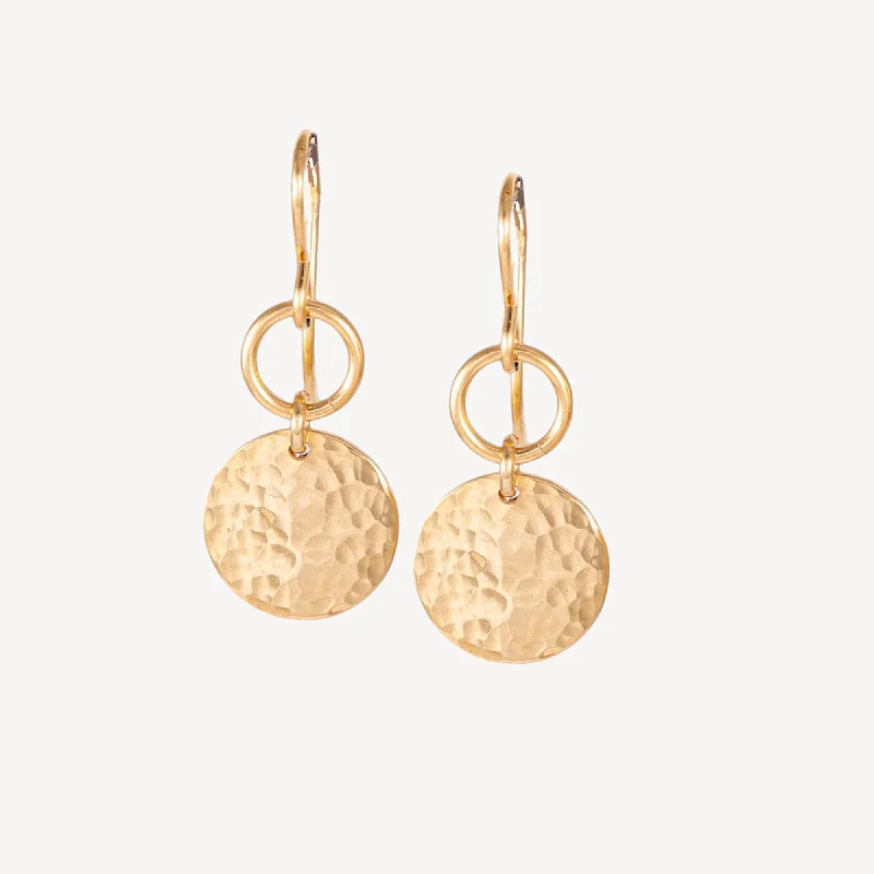 Women’s luxury stud earrings-Hammered Double Disc Earrings