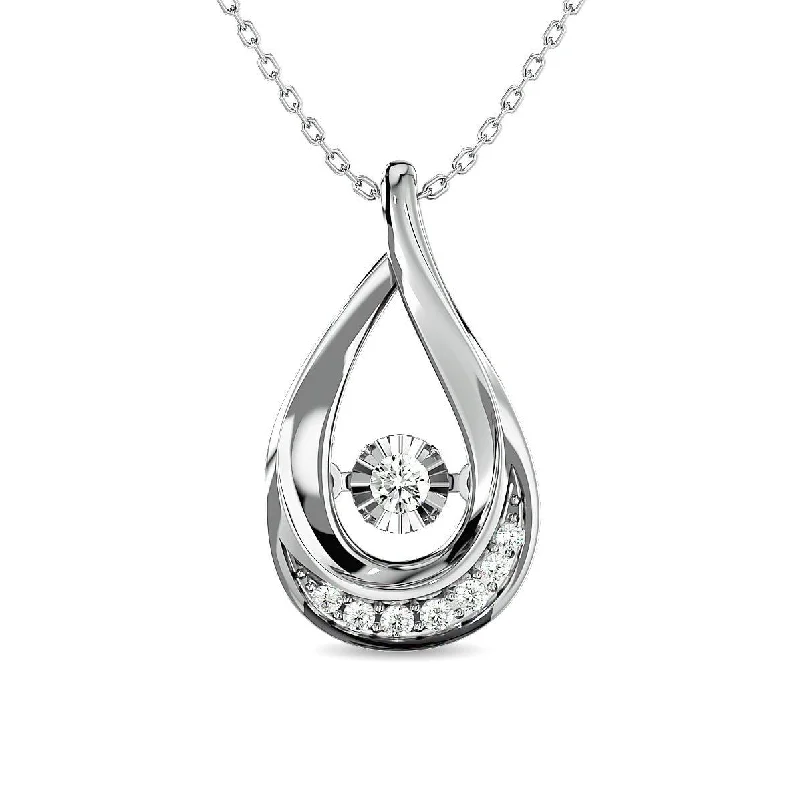 Women’s long necklace-Diamond 1/10 ct tw Fashion Pendant  in 10K White Gold