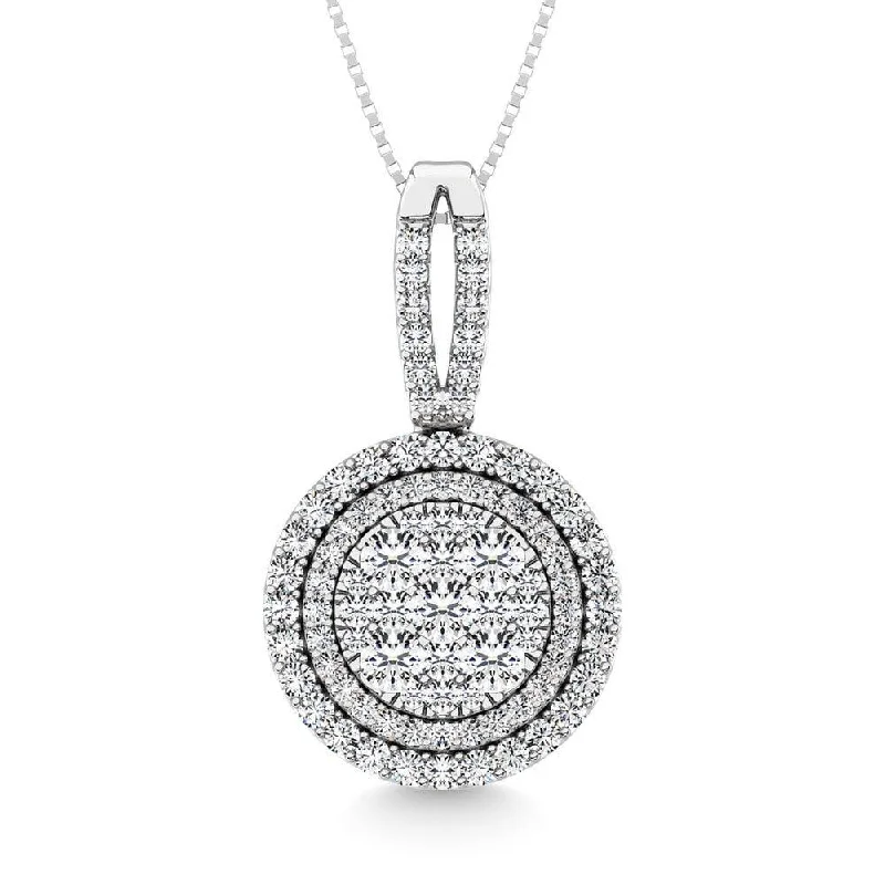 Women’s diamond and gold necklace-Diamond 1 3/4 Ct.Tw. Oval Shape Cluster Pendant in 14K White Gold