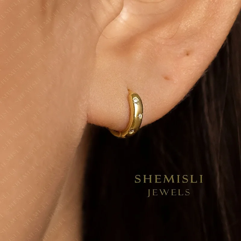 Women’s handmade gold earrings-Star Hoop Earrings, Huggies, Unisex, Gold, Silver SHEMISLI - SH004