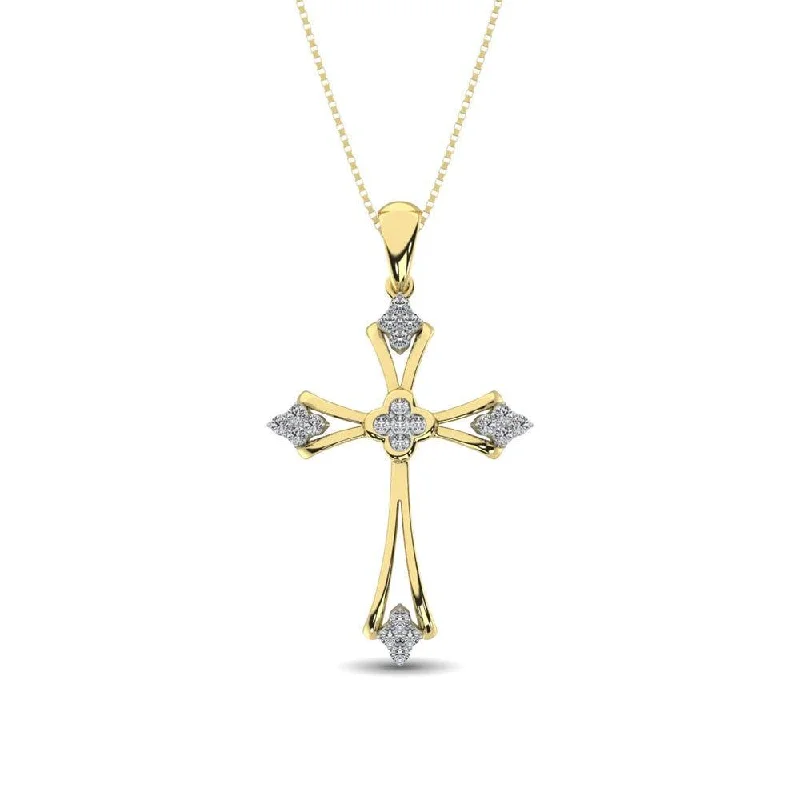 Women’s chunky gemstone necklace-Gothic Style Diamond 1/5 Ct.Tw Cross Pendant in 10K Yellow Gold