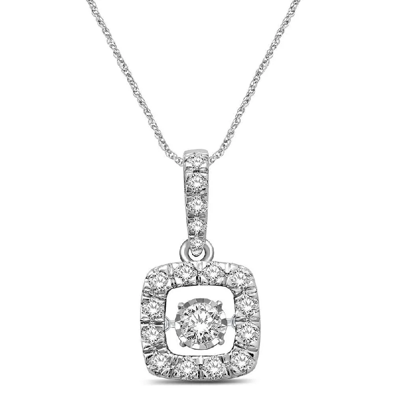 Women’s diamond and gold necklace-14K White Gold 1 Ct.Tw. Moving Diamond Pendant