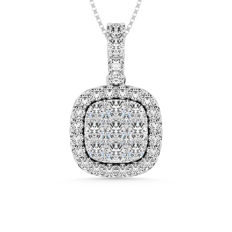 Women’s vintage coin necklace-14K White Gold 1/2 Ctw Invisible Diamond Fashion Pendant