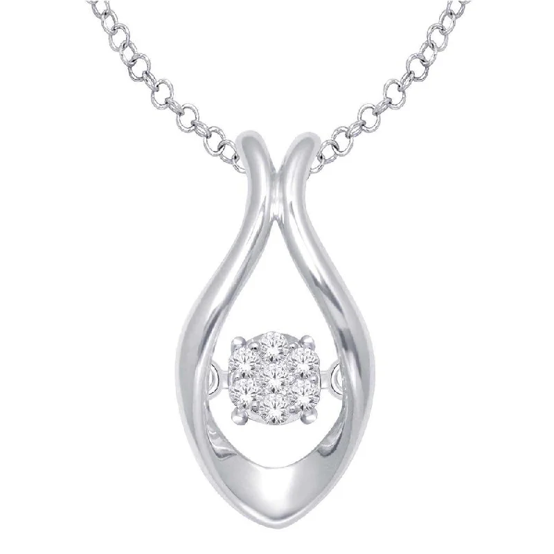 Women’s statement pendant necklace-10K White Gold 1/20 Ct.Tw. Moving Diamond Fashion Pendant