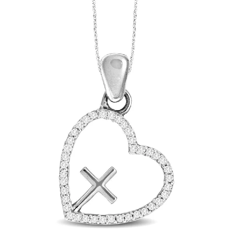 Women’s double pendant necklace-10K White Gold 1/8 Ct.Tw. Diamond Fashion Pendant