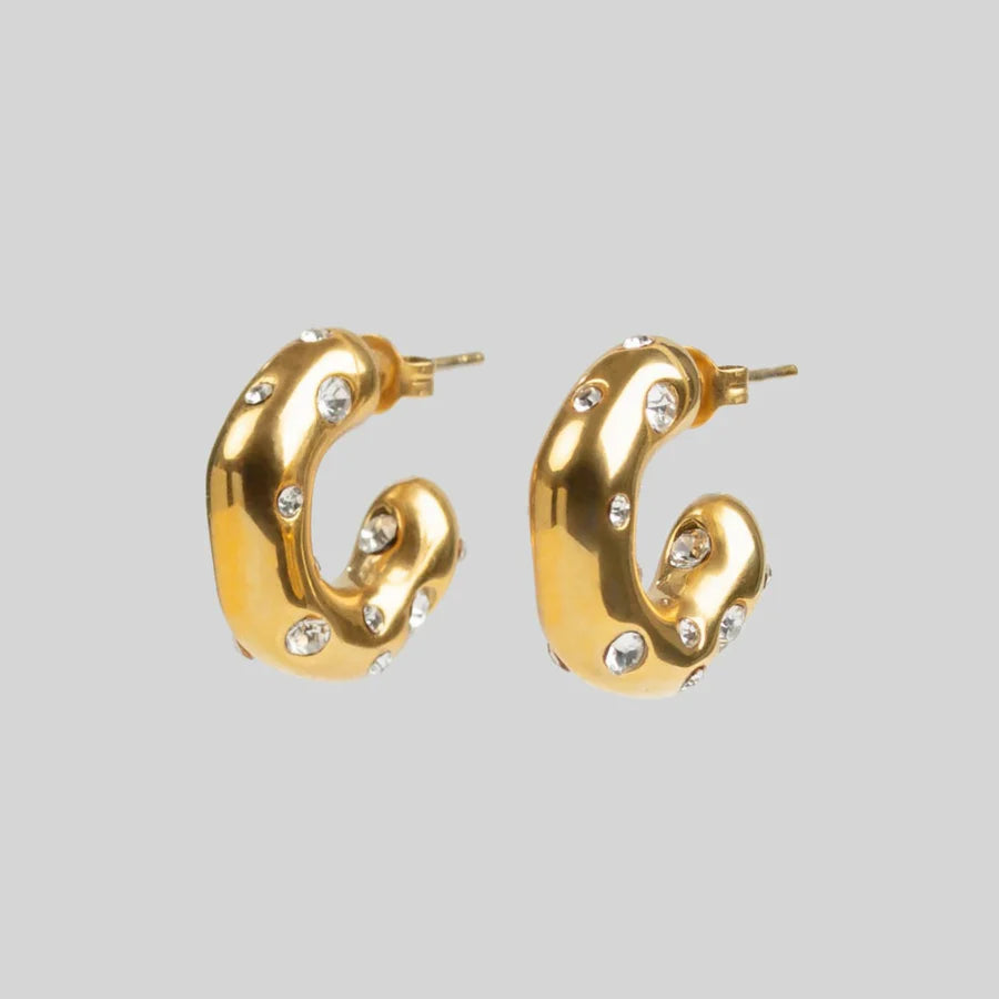 Women’s unique gemstone earrings-FABIOLA STUD HOOP EARRINGS