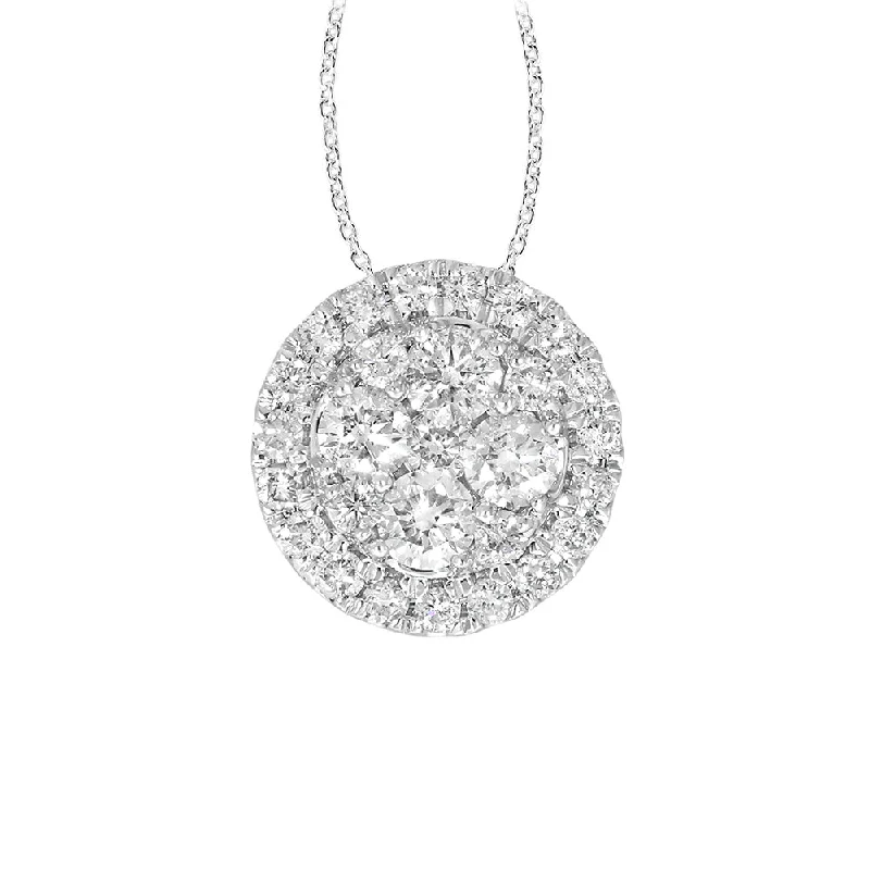 Women’s pearl pendant necklace-9ct White Gold 1/2 Carat Diamond Cluster Pendant on 45cm Chain