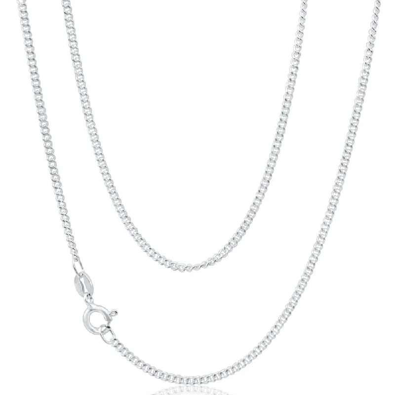 Women’s vintage-inspired necklace-Sterling Silver Curb 50 Gauge Chain 50cm