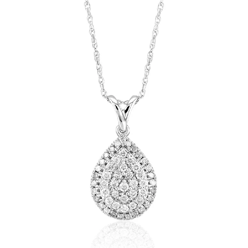 Women’s fashion necklace-Silver 1/2 Carat Pendant with 52 Brilliant Diamonds on 45cm Chain