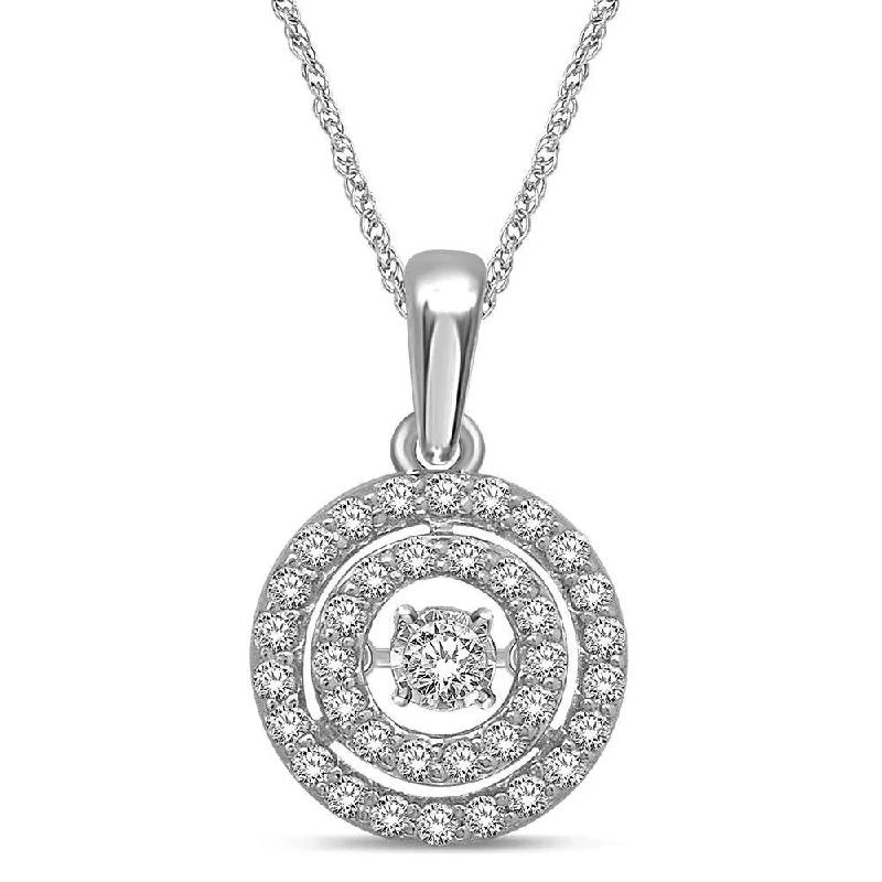 Women’s elegant necklace-10K White Gold 1/3 Ct.Tw. Moving Diamond Fashion Pendant