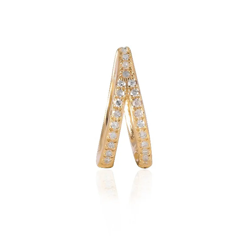 Women’s stylish earrings-Diamond V Huggie