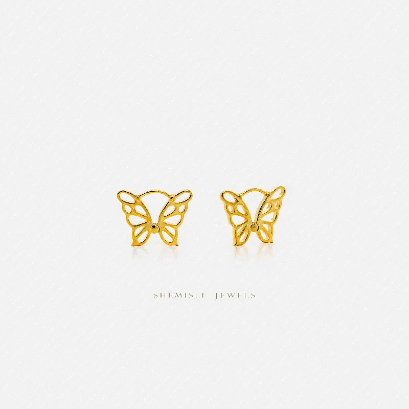 Women’s custom earrings-Butterfly Shape Hoop Earrings, Gold, Silver SHEMISLI SH464