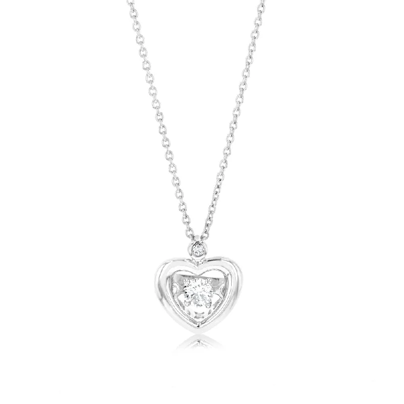 Women’s dainty necklace-Luminesce Lab Grown 1/6 Carat Diamond Heart Pendant in Sterling Silver