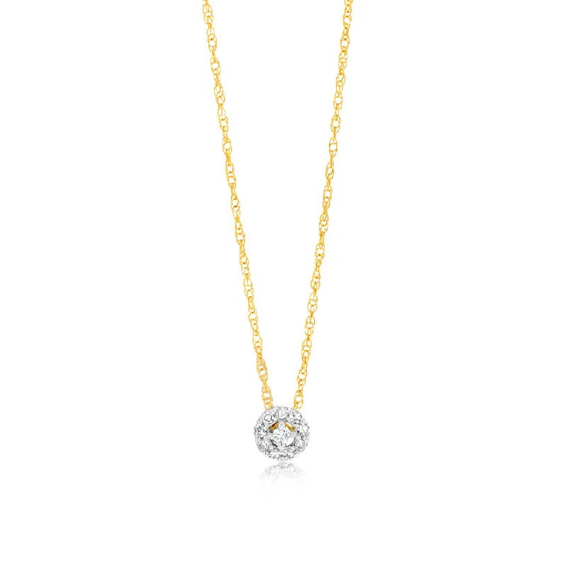 Women’s sapphire necklace-Luminesce Lab Grown 9ct Yellow Gold Diamond Halo Pendant on 45cm Chain