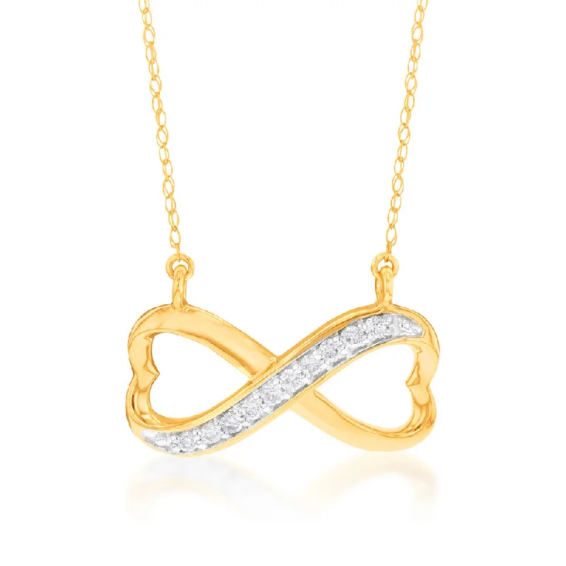 Women’s double chain necklace-Luminesce Lab Grown Infinity Diamond Pendant in 9ct Yellow Gold