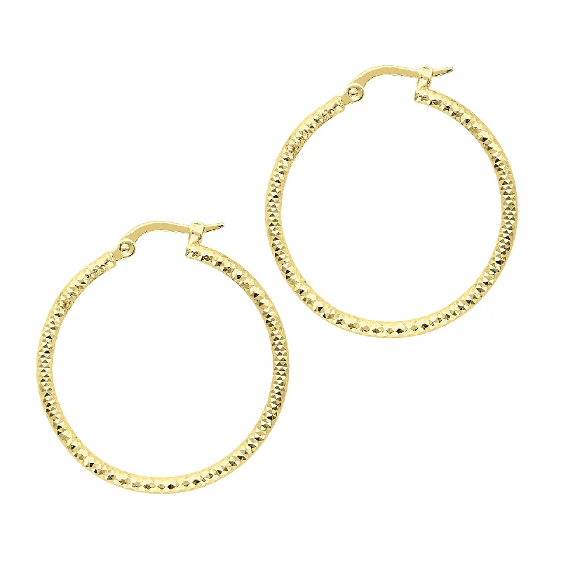 Women’s modern earrings-14K Gold Diamond Cut Sparkle Large Hoop Earrings, Diameter 27mm