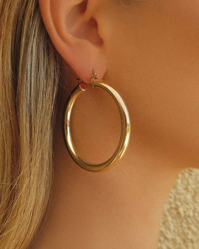 Women’s stud earrings-Chicago Hoop Earrings  - 14k Yellow Gold Fill