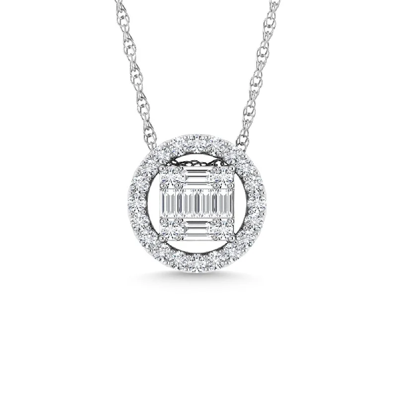 Women’s diamond heart necklace-Diamond 1/3 Ct.Tw. Round Fashion Pendant in 14K White Gold