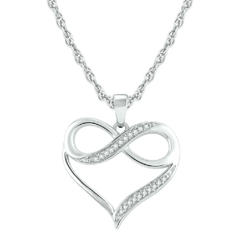 Women’s personalized necklace-10K White Gold 1/20 Ctw Diamond Heart Pendant