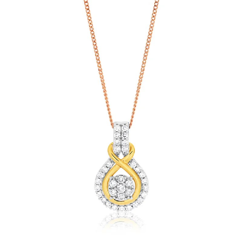 Women’s personalized pendant necklace-9ct Charming White Gold Diamond Pendant With 45cm Chain