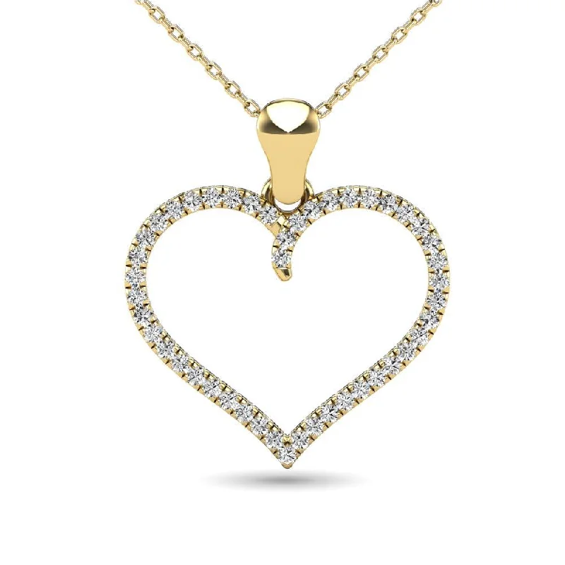 Women’s zodiac necklace-10K Yellow Gold 1/6 Ctw Diamond Heart Pendant