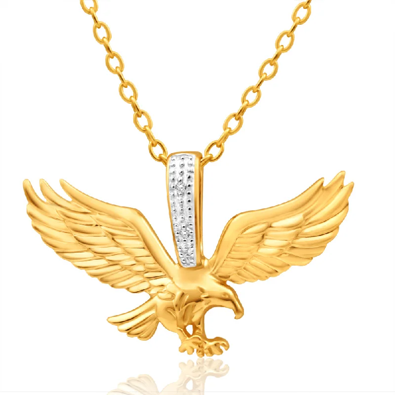 Women’s sapphire pendant necklace-9ct Yellow Gold Diamond Eagle Pendant