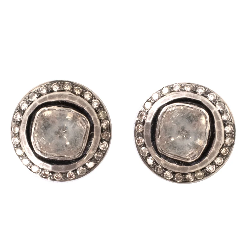 Women’s engraved earrings-Diamond Studs