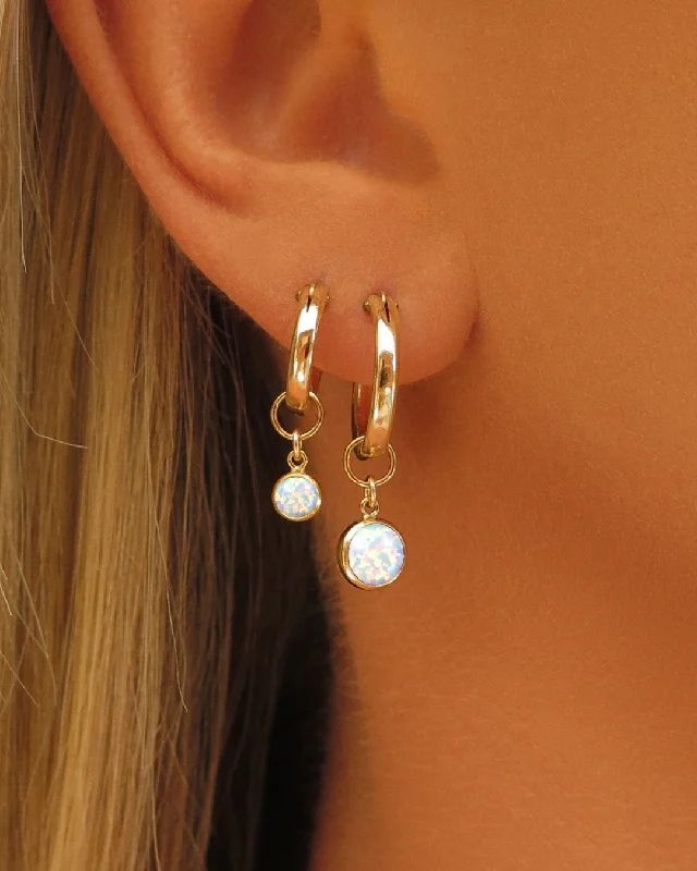 Women’s delicate earrings-Bello Opal Thick Hoop Earrings  - 14k Yellow Gold Fill