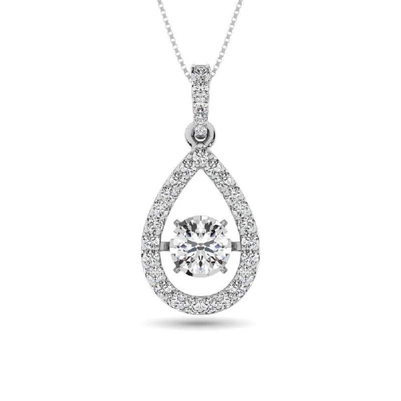 Women’s initial necklace-Diamond Shimmering Pear Shape Pendant 1 3/8 ct tw in 14K White Gold