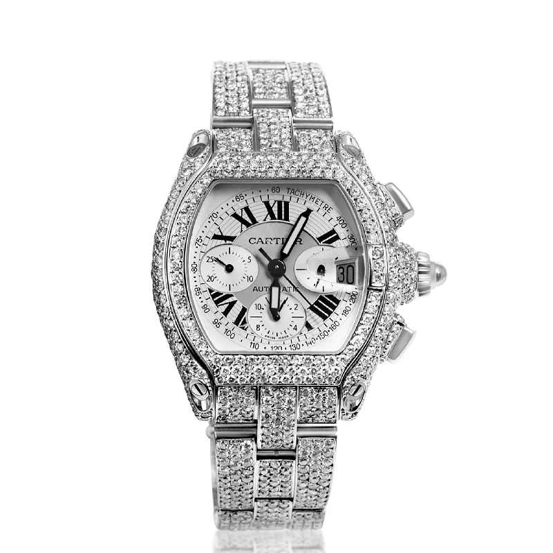 Women’s unique engagement ring-Cartier Roadster Roman Dial 22.5ct Diamond Watch